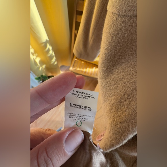 100% Camel Hair & Satin Vintage Long-Line Peacoat Size 10 in Warm Tan - Picture 9 of 15